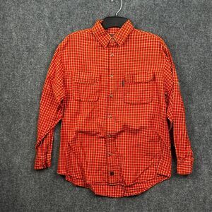 Woolrich Mens Large Orange Plaid Longsleeve Button Up Shirt